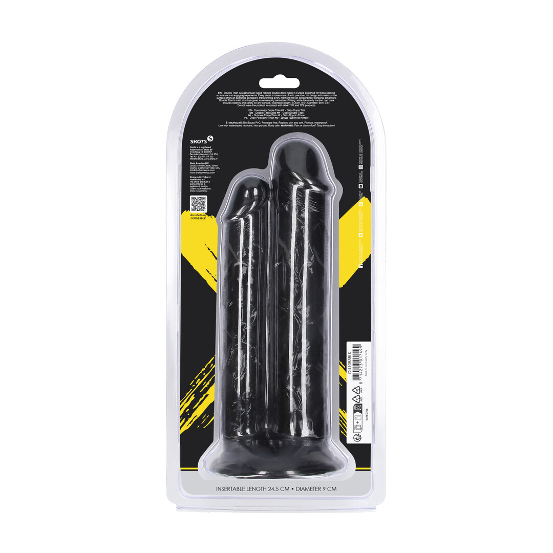 Double Titan - Realistic Double Dildo - 824 gr / 24,5 cm - Black - Image 3