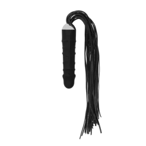 Black Whip with Realistic Silicone Dildo - Black