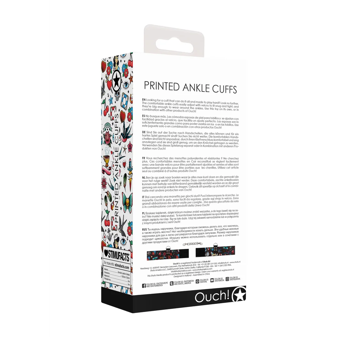 Printed Ankle Cuffs - Old School Tattoo Style - Black