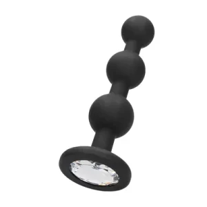 Silicone Beaded Diamond Butt Plug - Black