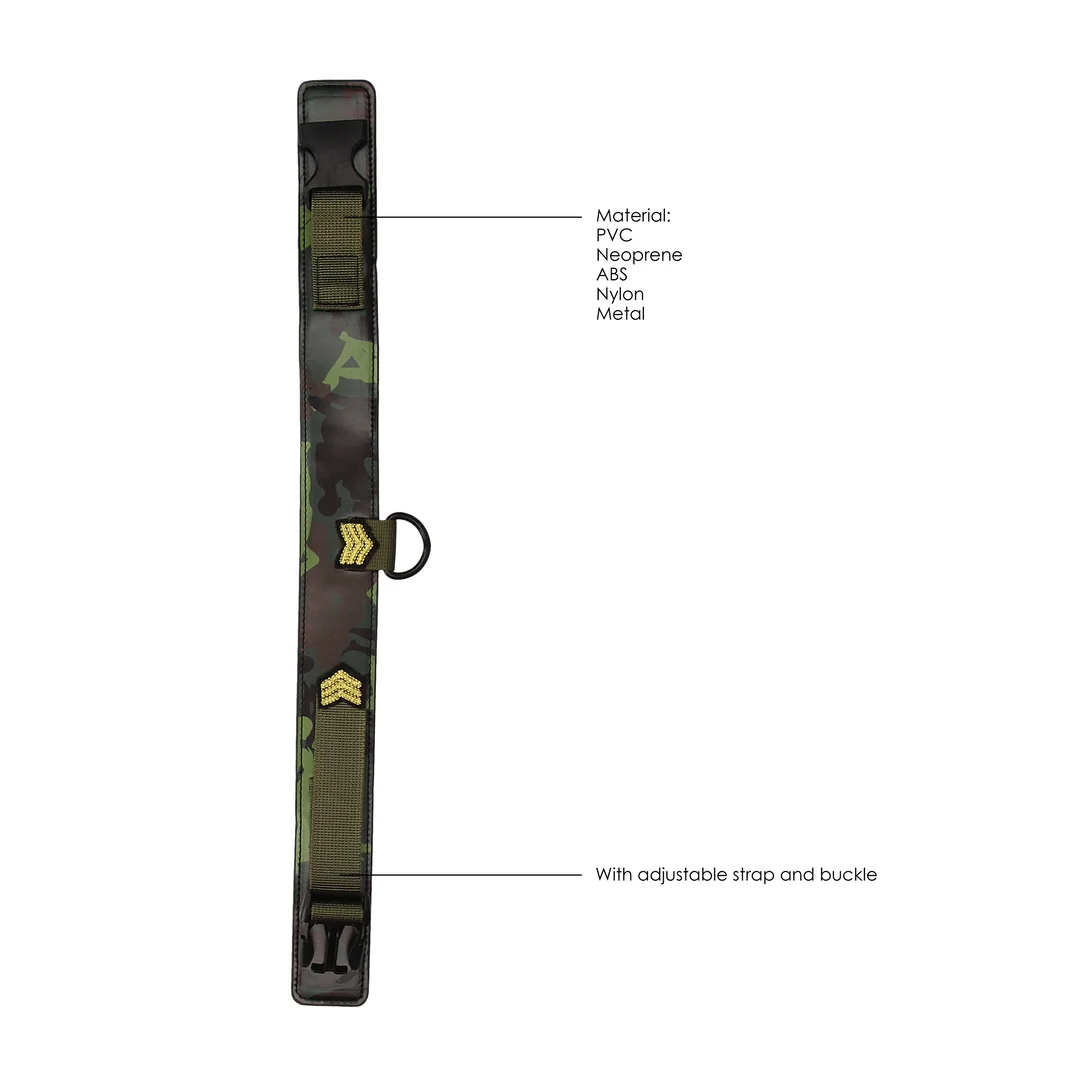 Collar With Leash - Army Theme - Green