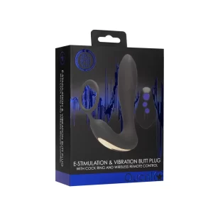 E-stim & Vibr Butt plug CR and Wrls Rmt - Black