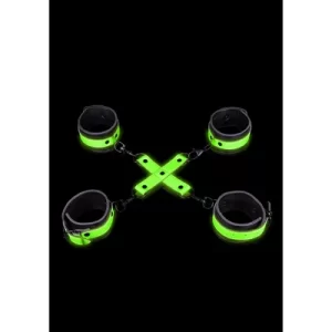 Hand & Ankle Cuffs with Hogtie - Glow in the Dark