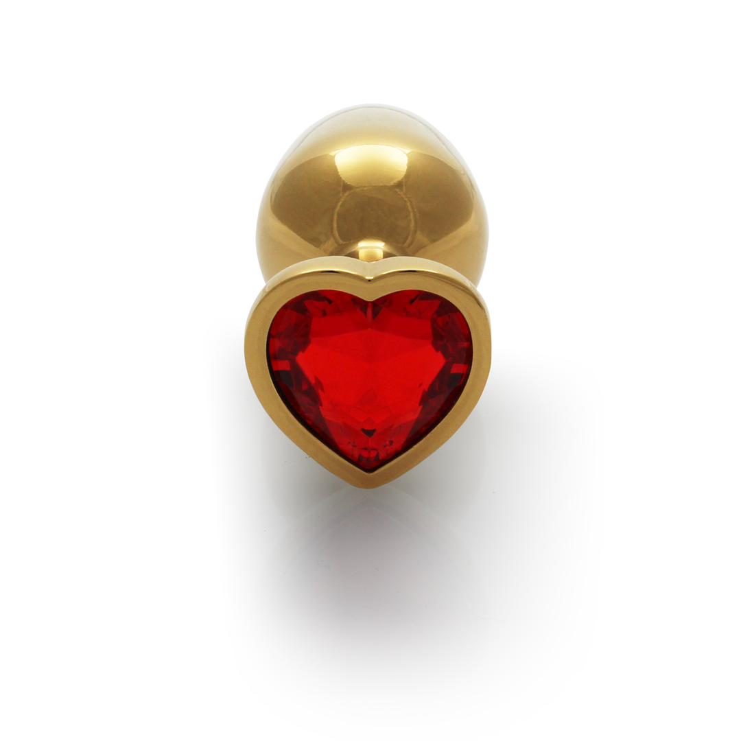 Heart Gem Butt Plug - Small - Gold/Ruby Red - Image 5