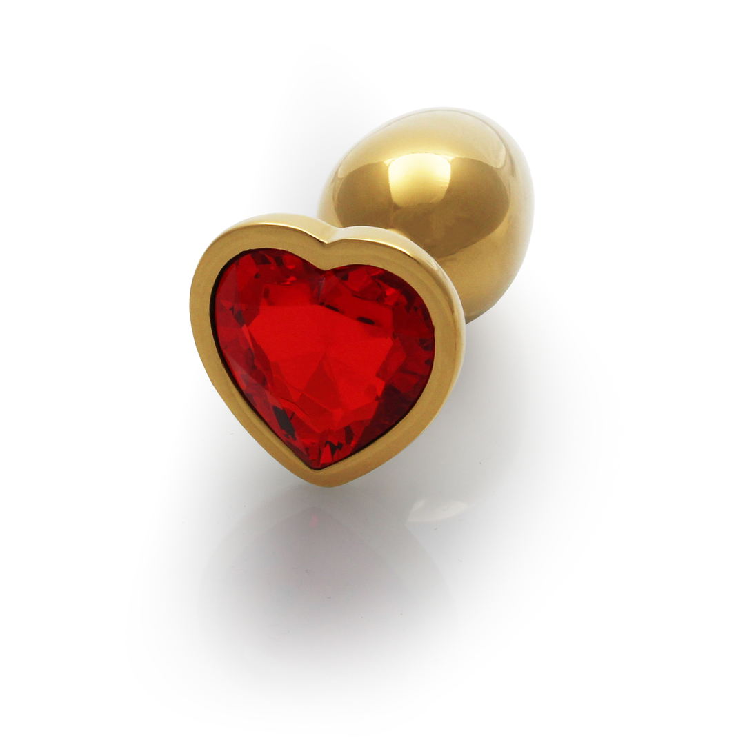 Heart Gem Butt Plug - Small - Gold/Ruby Red - Image 6