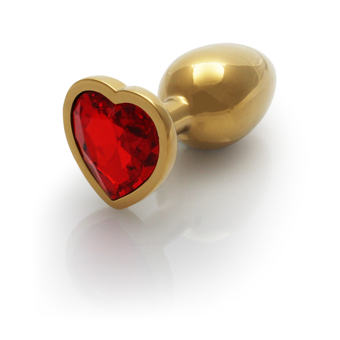 Heart Gem Butt Plug - Small - Gold/Ruby Red - Image 7