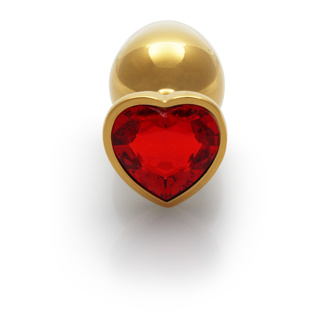 Heart Gem Butt Plug - Medium - Gold/Ruby Red - Image 5