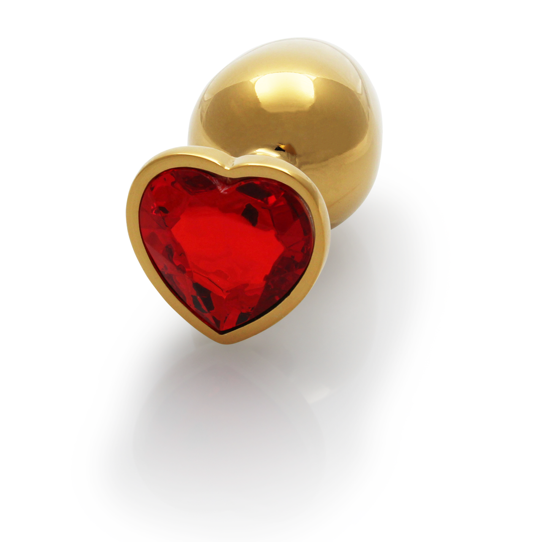 Heart Gem Butt Plug - Medium - Gold/Ruby Red - Image 6