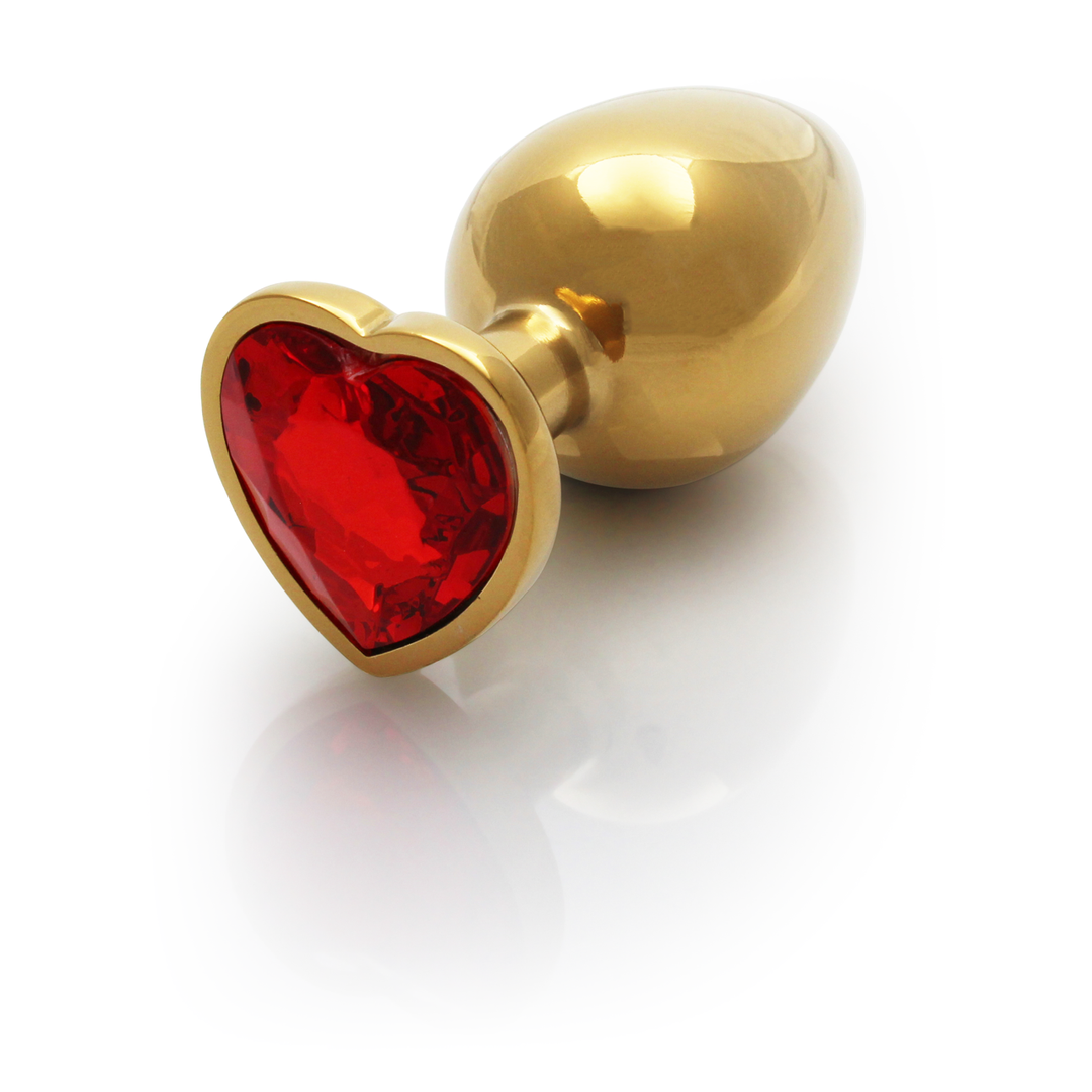 Heart Gem Butt Plug - Medium - Gold/Ruby Red - Image 7