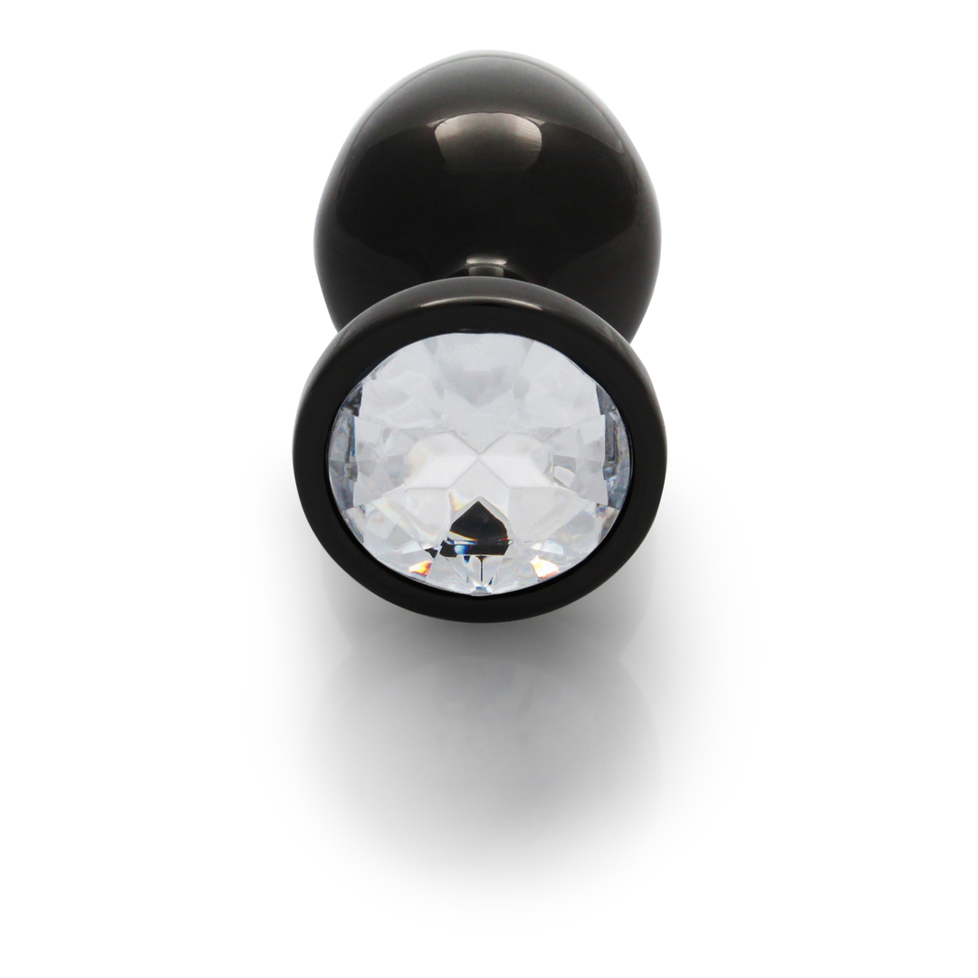 Round Gem Butt Plug - Medium - Gunmetal/Diamond - Image 5