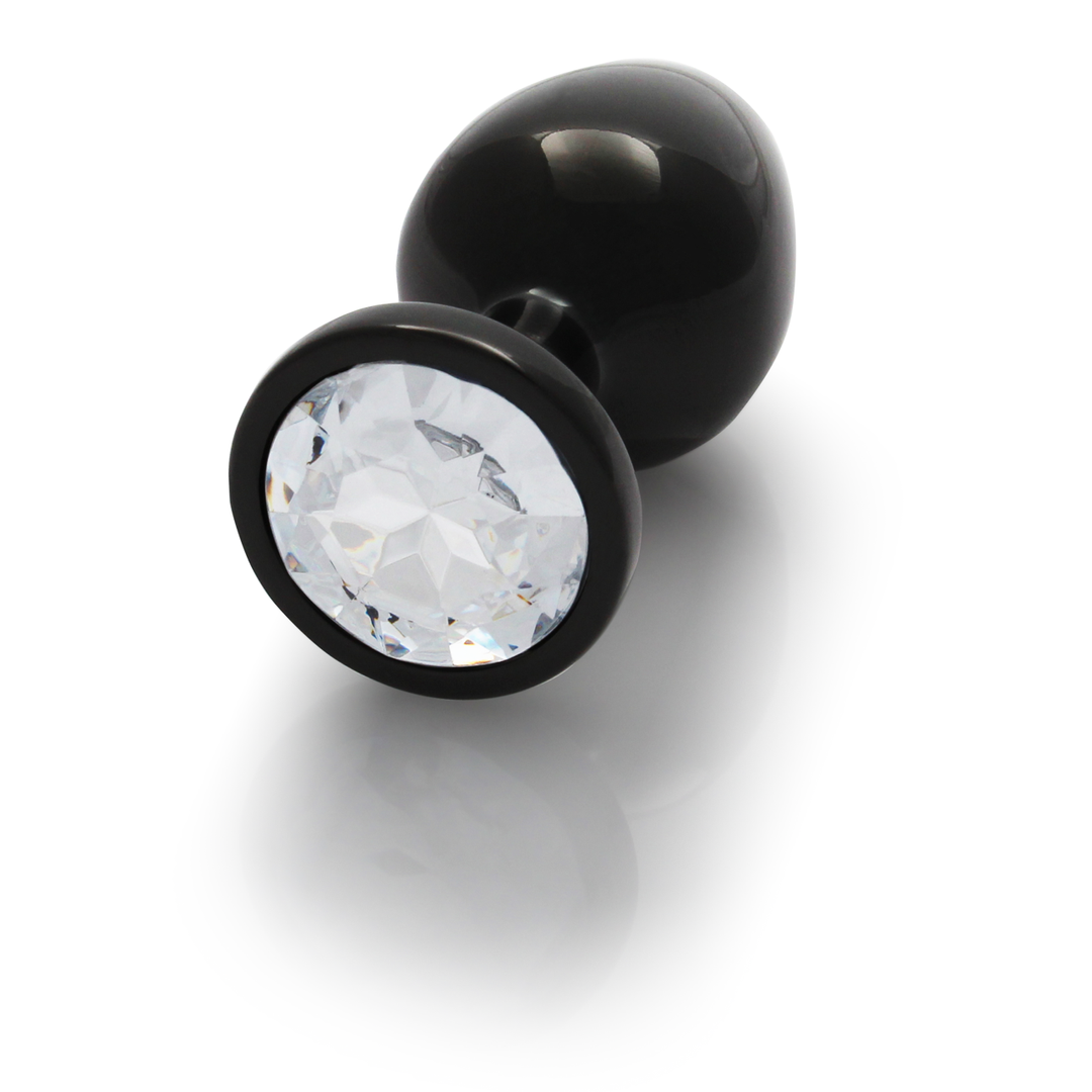 Round Gem Butt Plug - Medium - Gunmetal/Diamond - Image 6