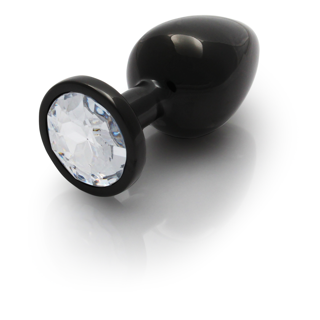 Round Gem Butt Plug - Medium - Gunmetal/Diamond - Image 7