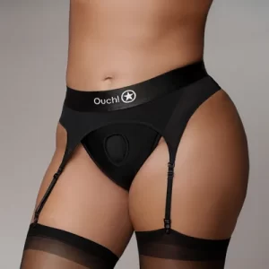 Vibrating Strap-on Thong with Adjustable Garters - XL/XXL