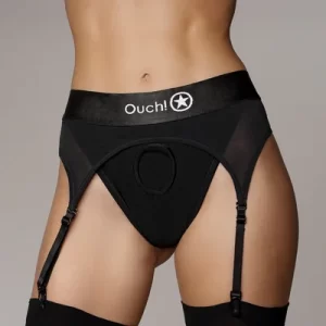 Vibrating Strap-on Thong with Adjustable Garters - XS/S