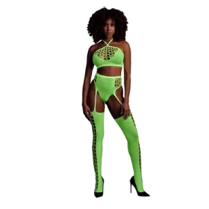 Two Piece with Crop Top and Stockings