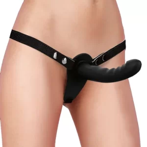 Ouch! - Silicone Ribbed Strap-On - Adjustable - Black