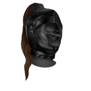 Mask with Brown Ponytail - Black