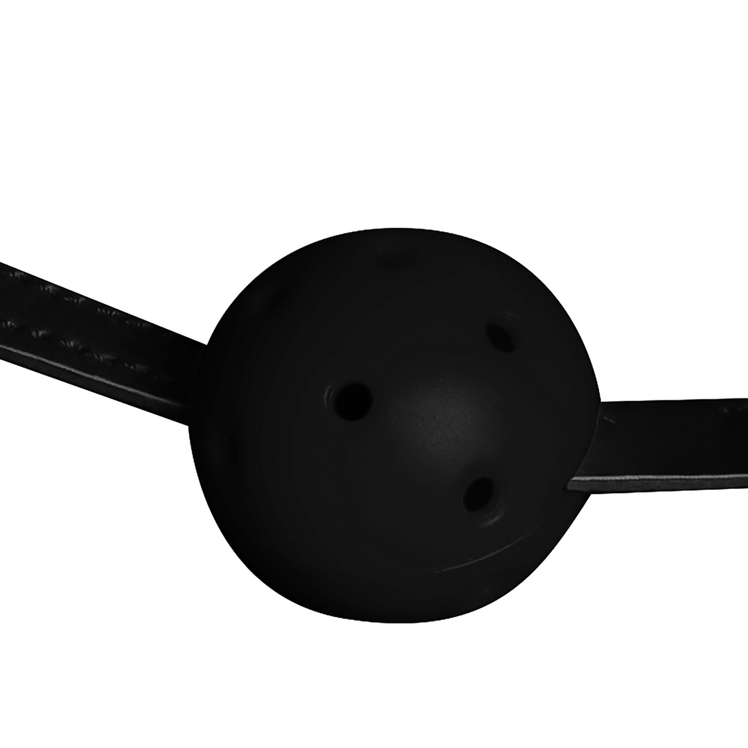 Head Harness with Mouth Cover and Breathable Ball Gag - Black - Image 8