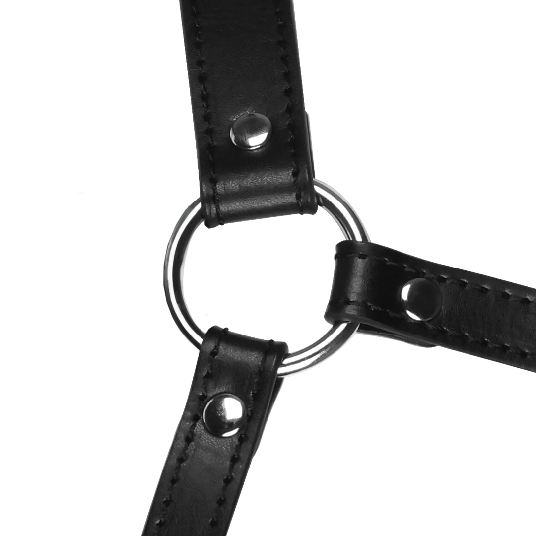 Head Harness with Mouth Cover and Breathable Ball Gag - Black - Image 9