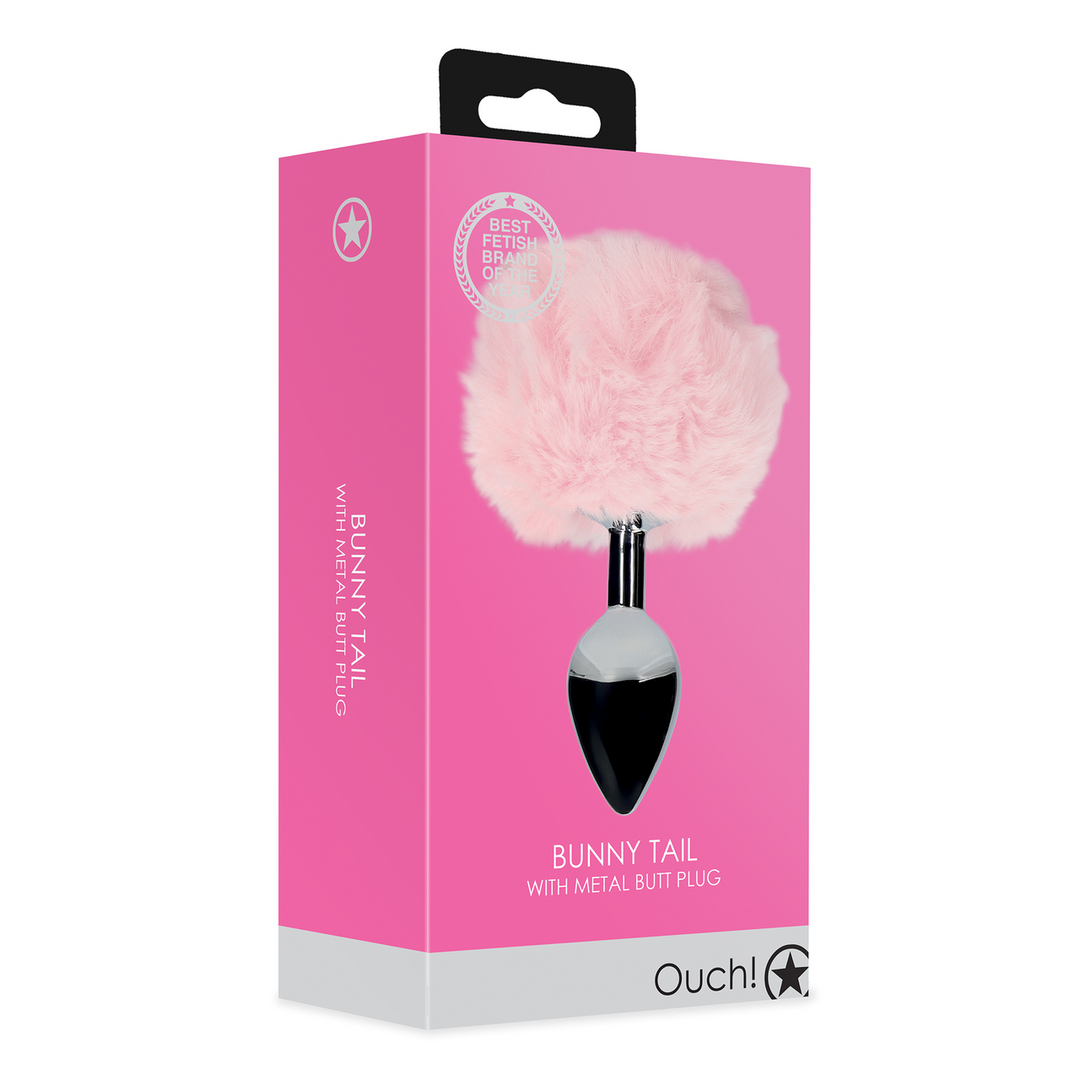 Bunny Tail with Metal Butt Plug - Pink - Image 2