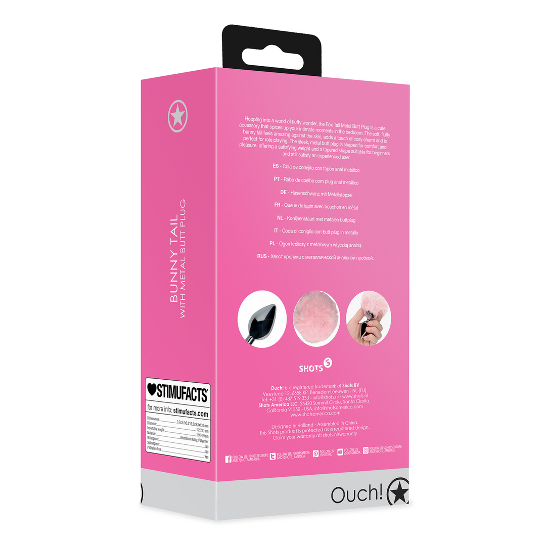 Bunny Tail with Metal Butt Plug - Pink - Image 3