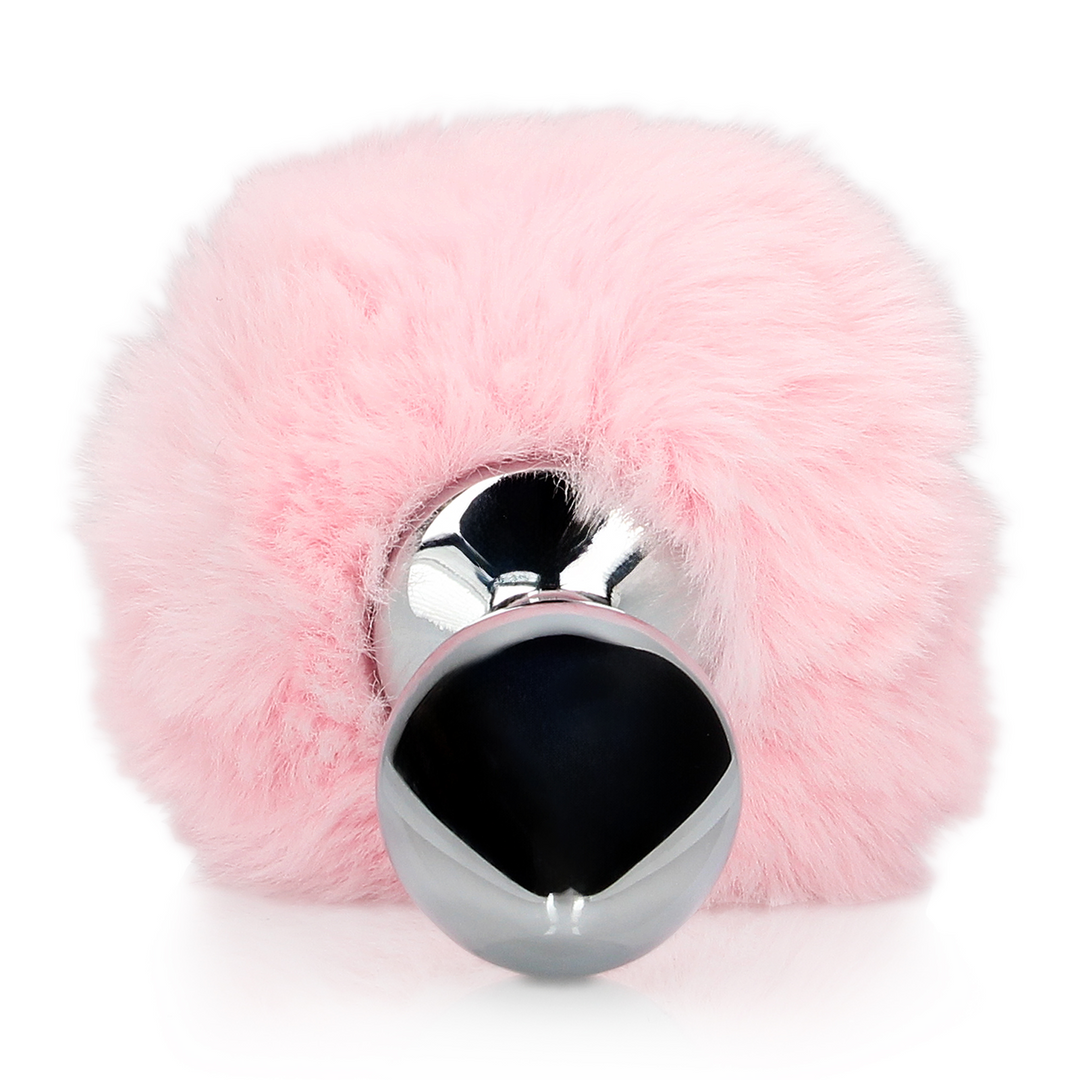 Bunny Tail with Metal Butt Plug - Pink - Image 4