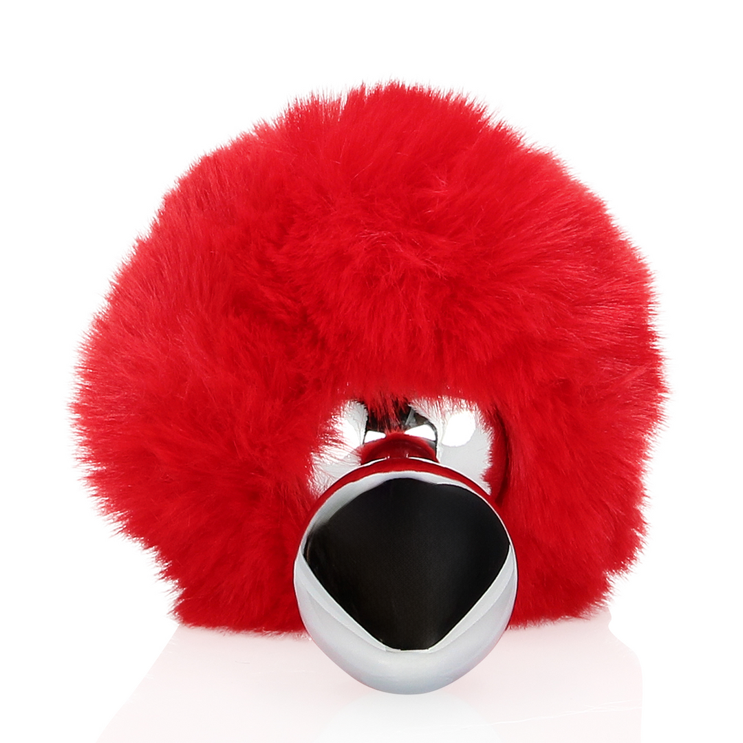 Bunny Tail with Metal Butt Plug - Red - Image 4