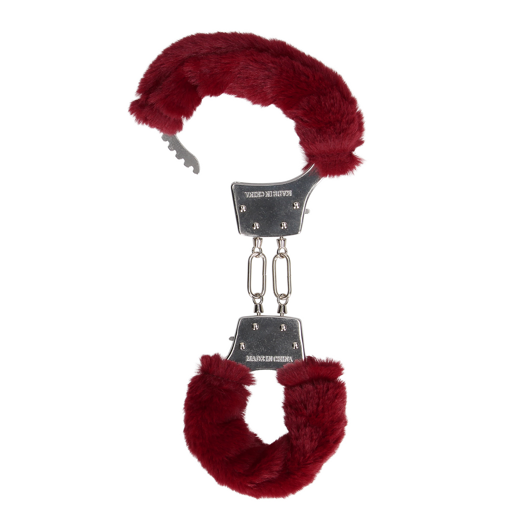 Furry Metal Hand Cuffs - Red - Image 5