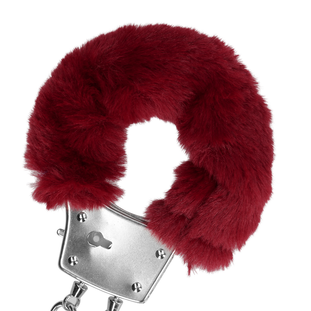 Furry Metal Hand Cuffs - Red - Image 7