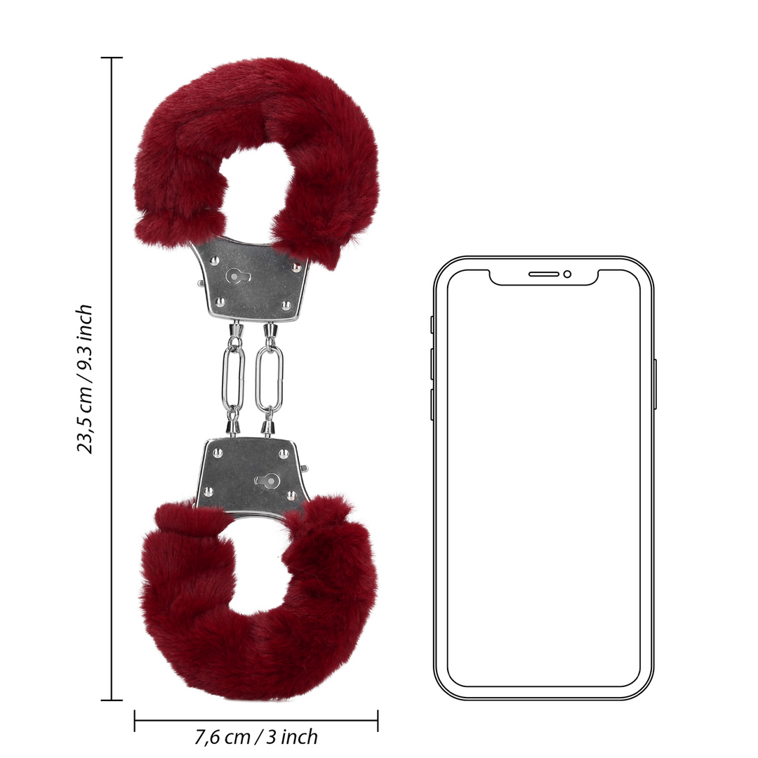 Furry Metal Hand Cuffs - Red - Image 9