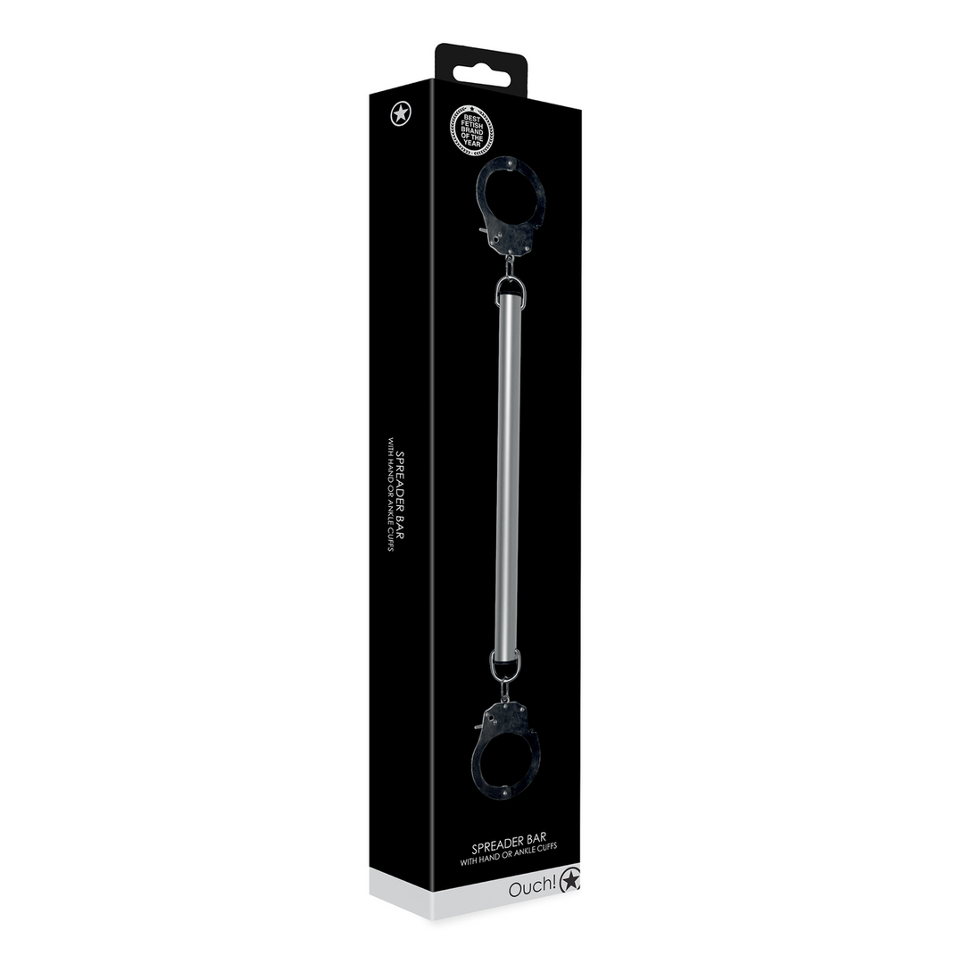 Spreader Bar with Hand or Ankle Cuffs - Silver - Image 2