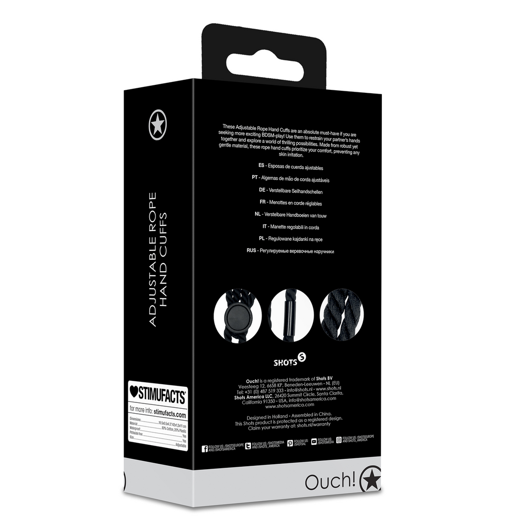Adjustable Rope Hand Cuffs - Black - Image 3