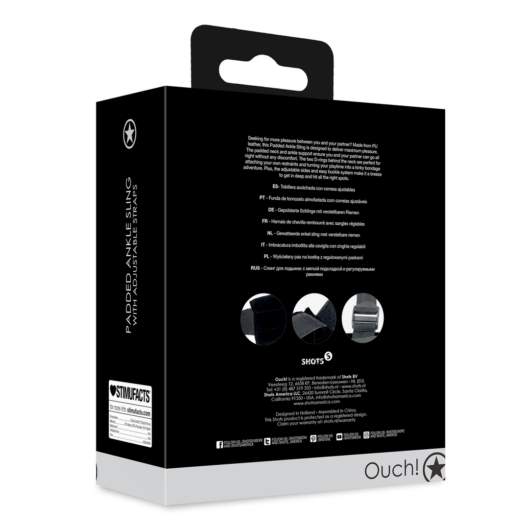 Padded Ankle Sling with Adjustable Straps - Black - Image 3