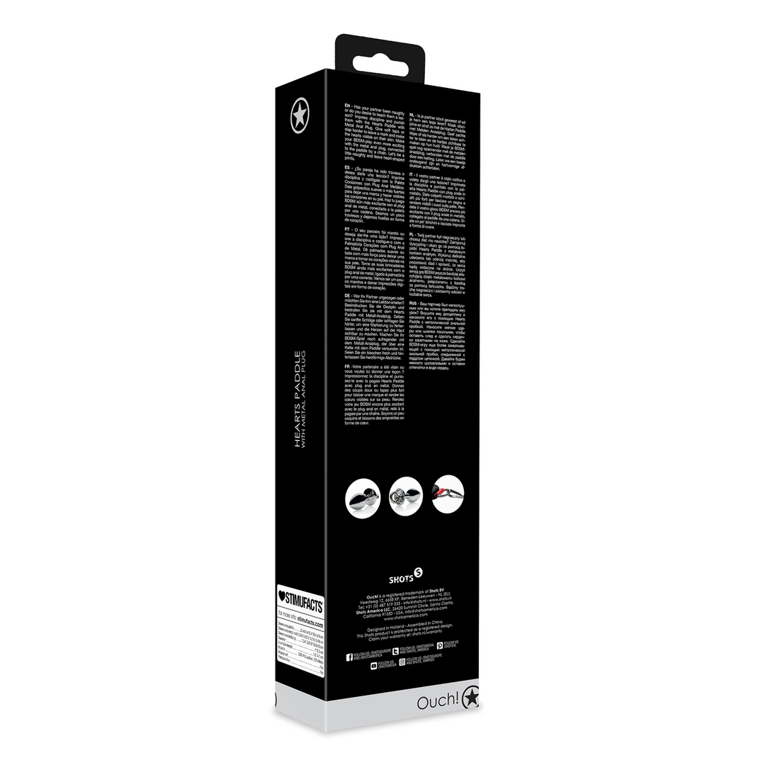 Hearts Paddle with Metal Anal Plug - Black - Image 3