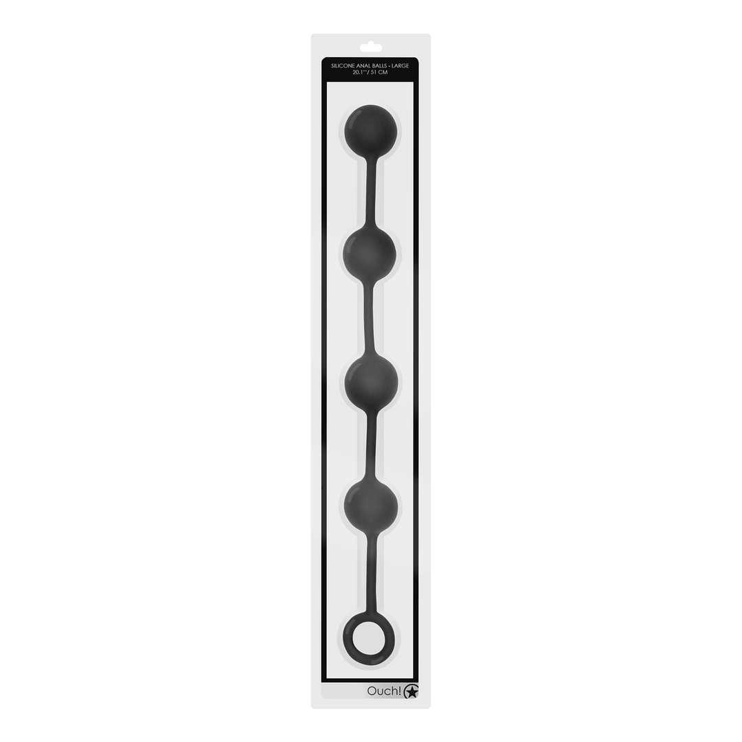Silicone Anal Balls - Large - Black - Image 2