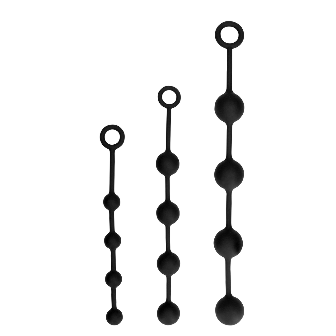 Silicone Anal Balls - Large - Black - Image 9