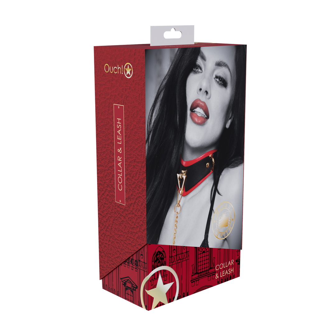 Milan Collection - Collar with Leash - Black/Red - Image 2