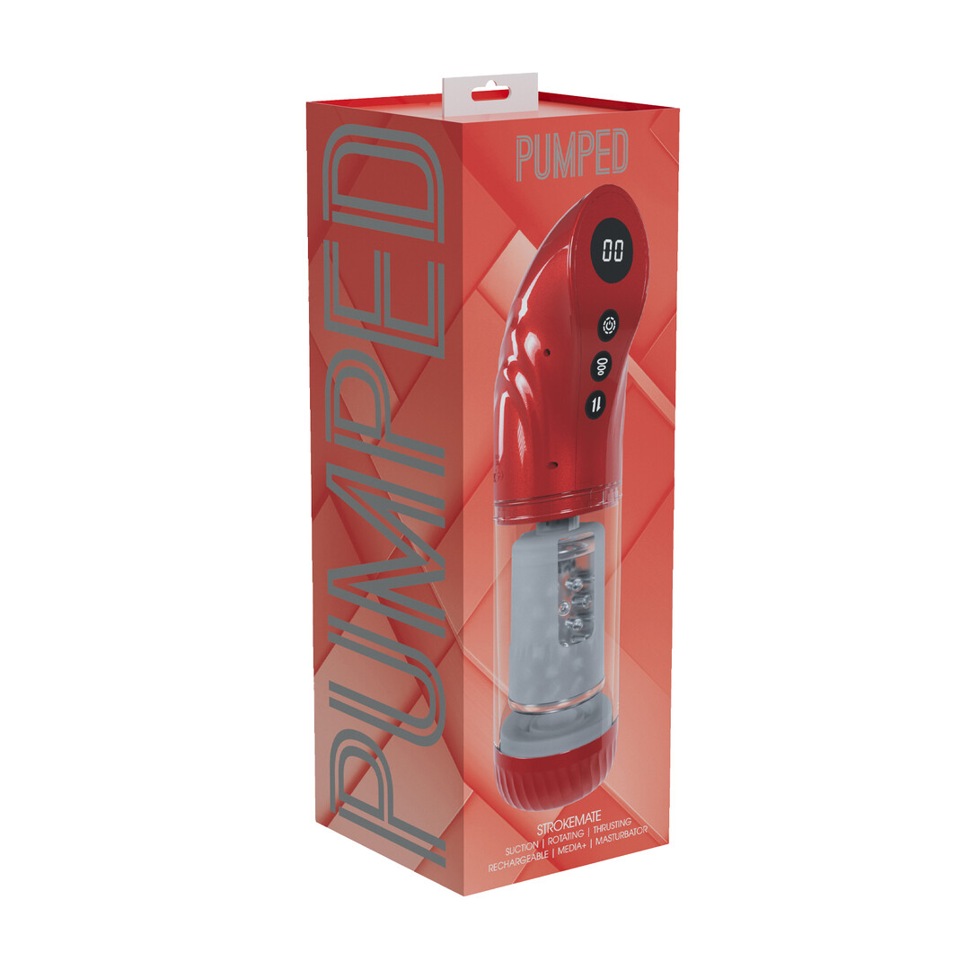 StrokeMate - Suction Rotation and Thrusting Masturbator Pump - Metallic Red - Image 2