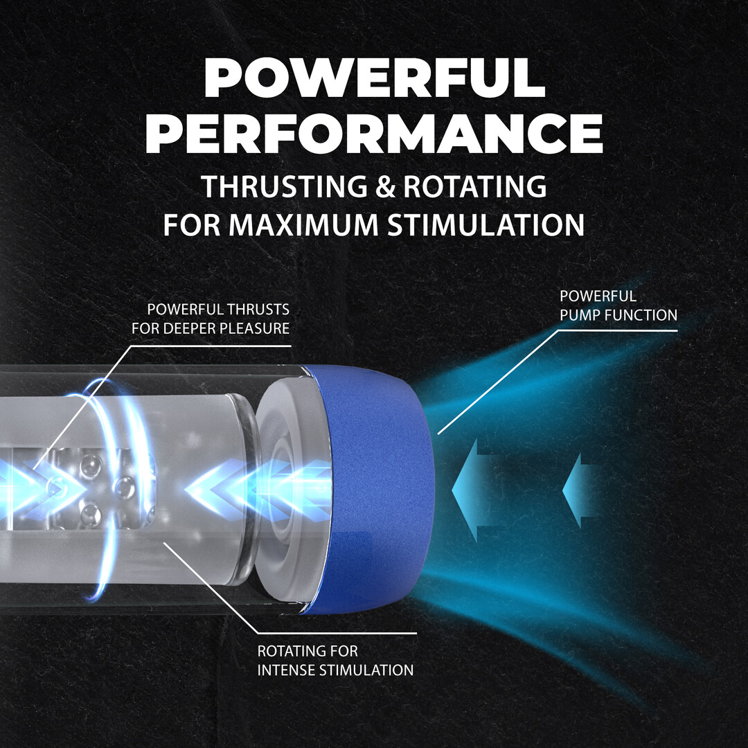 Vortex - Suction Rotation and Thrusting Masturbator Pump - Metallic Blue - Image 6