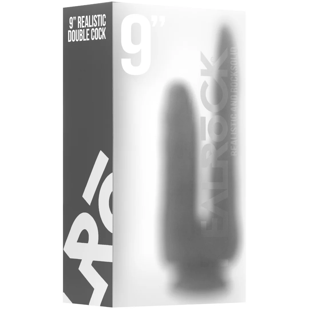 Realistic Double Cock - 9 Inch - Translucent