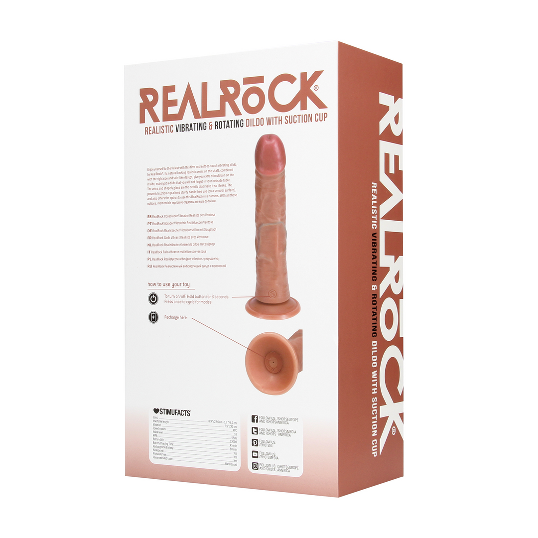 Vibrating and Rotating Regular Curved Cock - 8 / 20,5 cm - Tan - Image 3