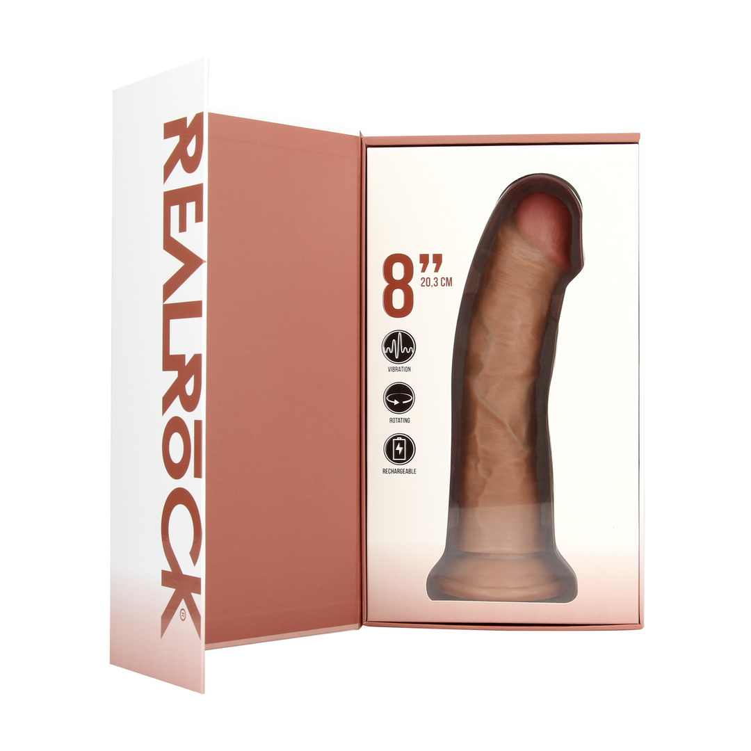 Vibrating and Rotating Regular Curved Cock - 8 / 20,5 cm - Tan - Image 4