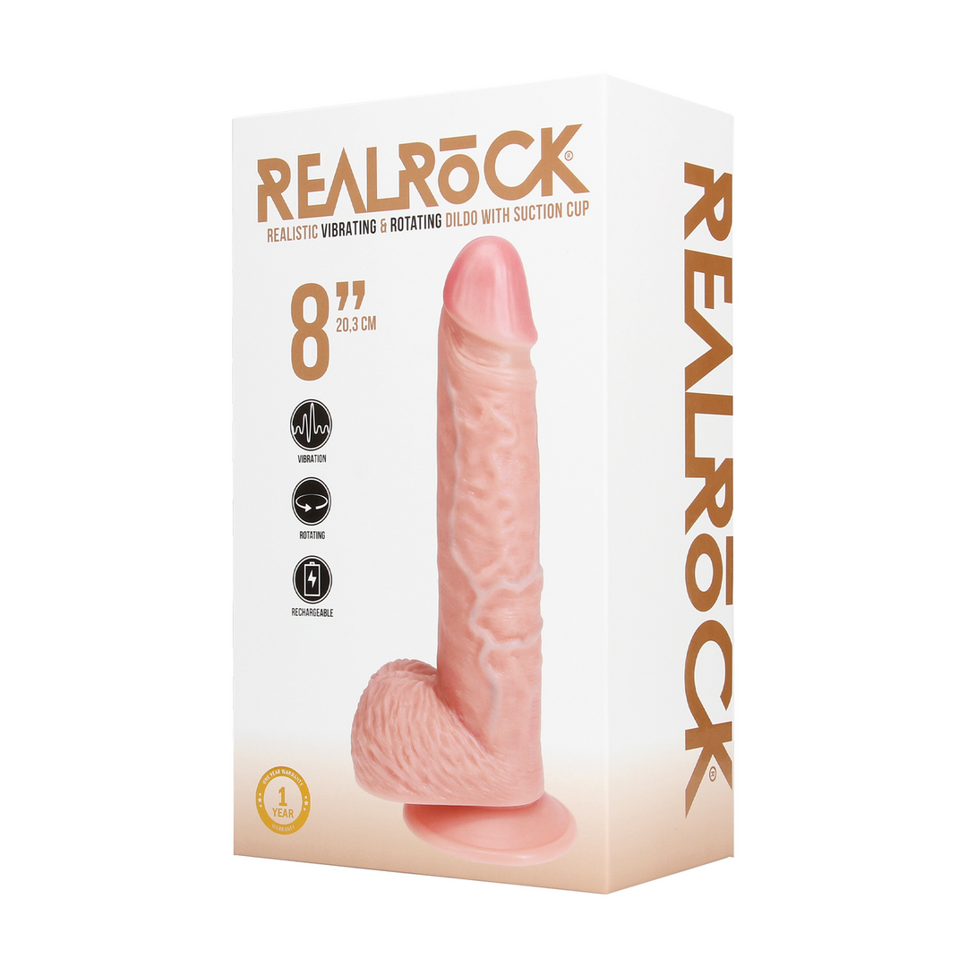 Vibrating and Rotating Straight Cock with Balls - 8 / 20,5 cm - Flesh - Image 2