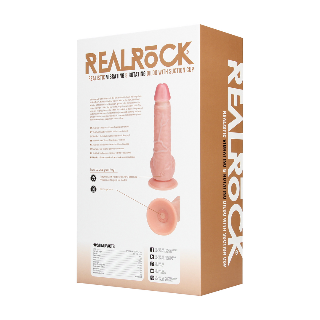Vibrating and Rotating Straight Cock with Balls - 8 / 20,5 cm - Flesh - Image 3