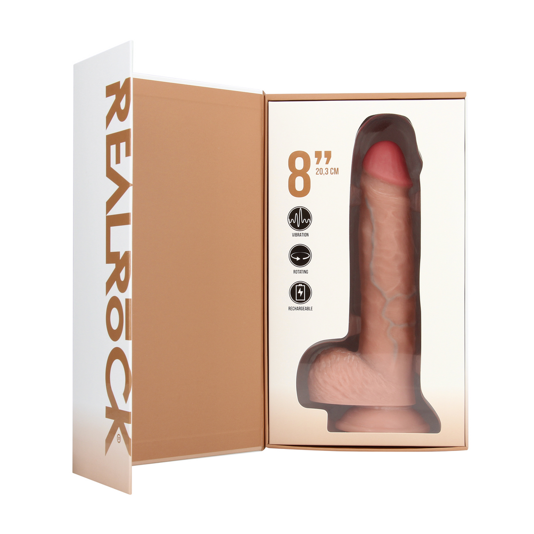 Vibrating and Rotating Straight Cock with Balls - 8 / 20,5 cm - Flesh - Image 4