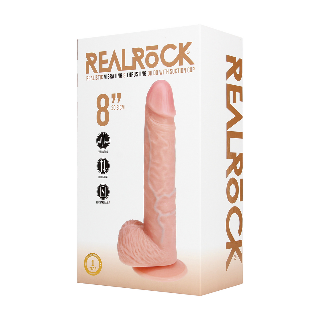 Vibrating and Thrusting Straight Cock with Balls - 8 / 20,5 cm - Flesh - Image 2
