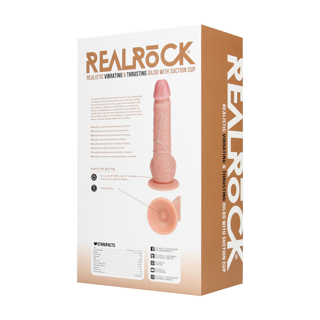 Vibrating and Thrusting Straight Cock with Balls - 8 / 20,5 cm - Flesh - Image 3