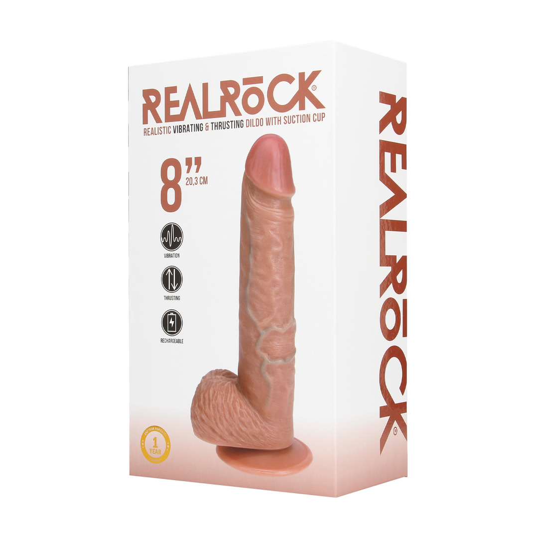 Vibrating and Thrusting Straight Cock with Balls - 8 / 20,5 cm - Tan - Image 2