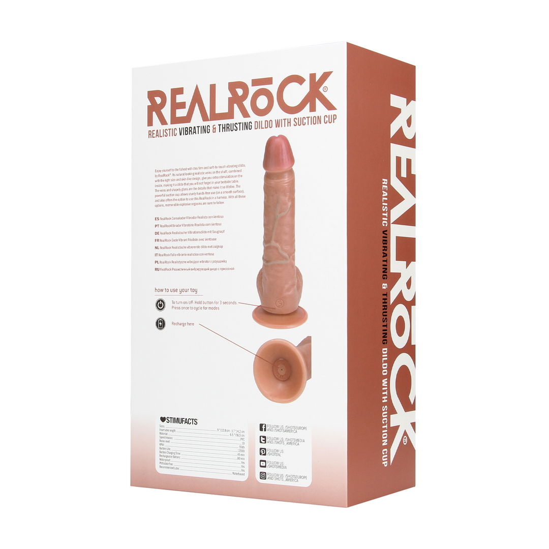 Vibrating and Thrusting Straight Cock with Balls - 8 / 20,5 cm - Tan - Image 3