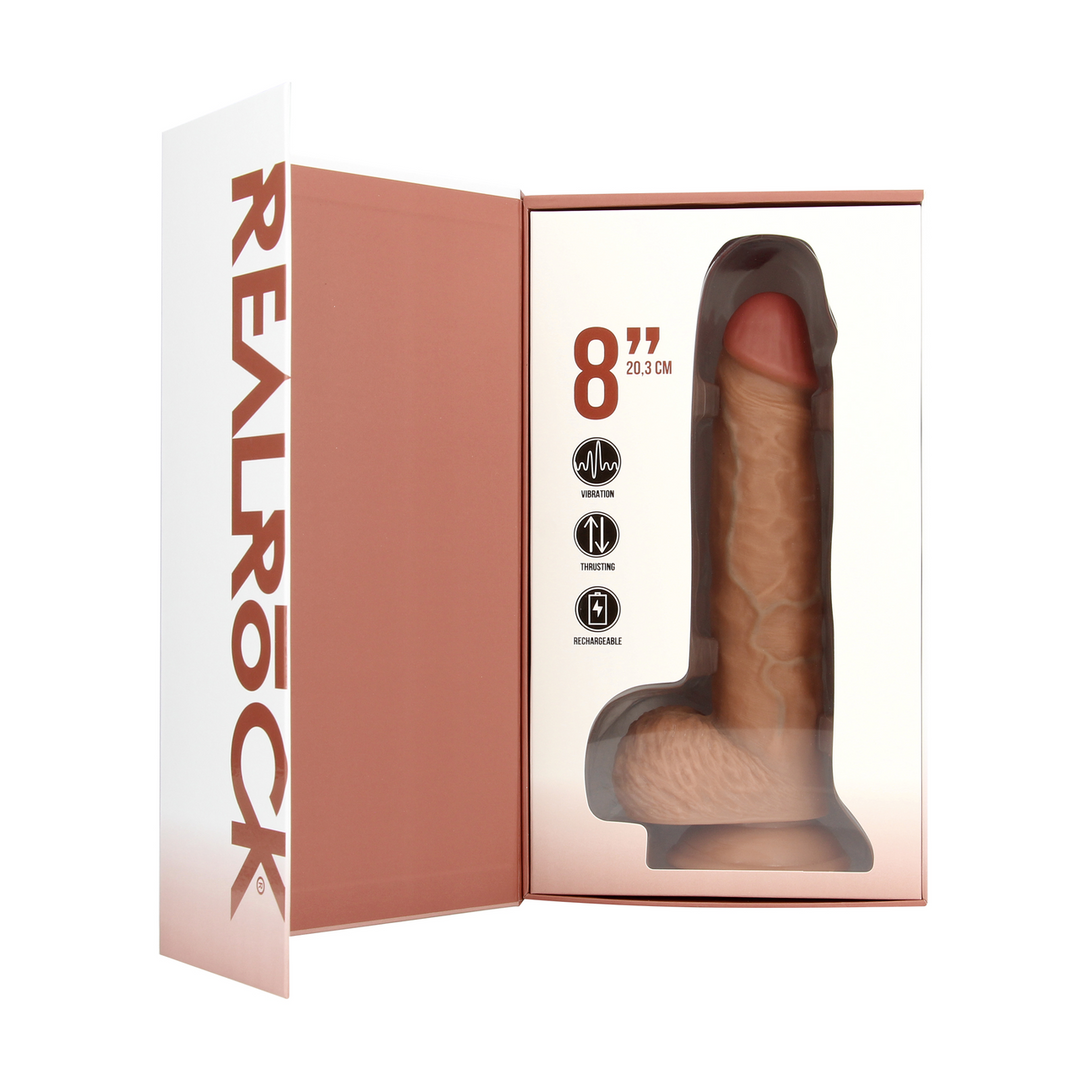 Vibrating and Thrusting Straight Cock with Balls - 8 / 20,5 cm - Tan - Image 4